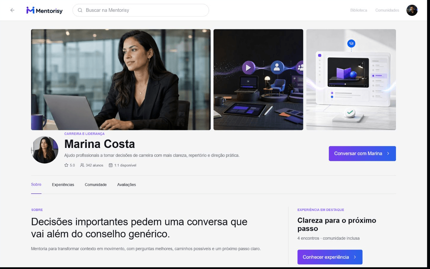 Perfil público de uma mentora